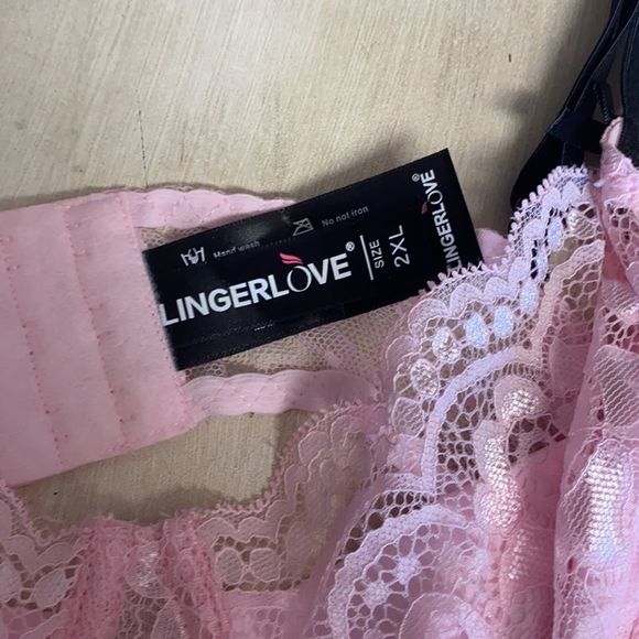 Plus Size Sexy Lingerie Lace Babydoll Nightgown with Underwire 2XL Bow Swiss Dot - Picture 12 of 12